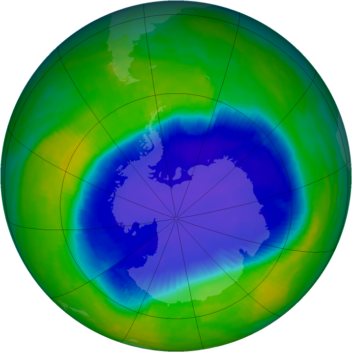 Antarctic ozone map for 15 November 1999